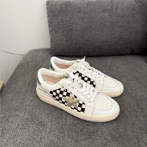 Vintage Havana Women's Black, Cream & Gold Checkered Sneakers